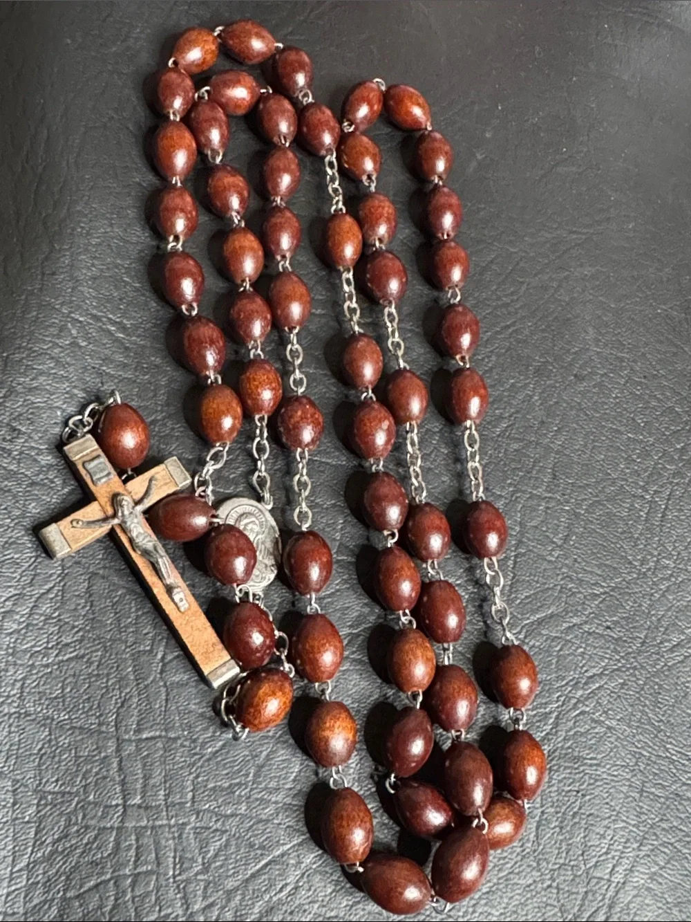 Vintage Brown Seed Bead ROSARY Signed Italy